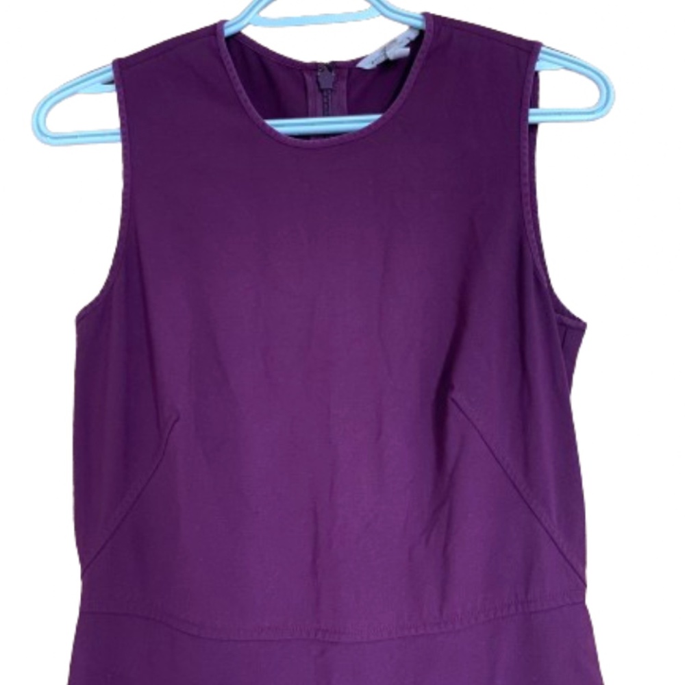 Rebecca Taylor Sleeveless Suiting Ponte Knit Fit & Flare Dress in Wine Sz-2 - Picture 4 of 9